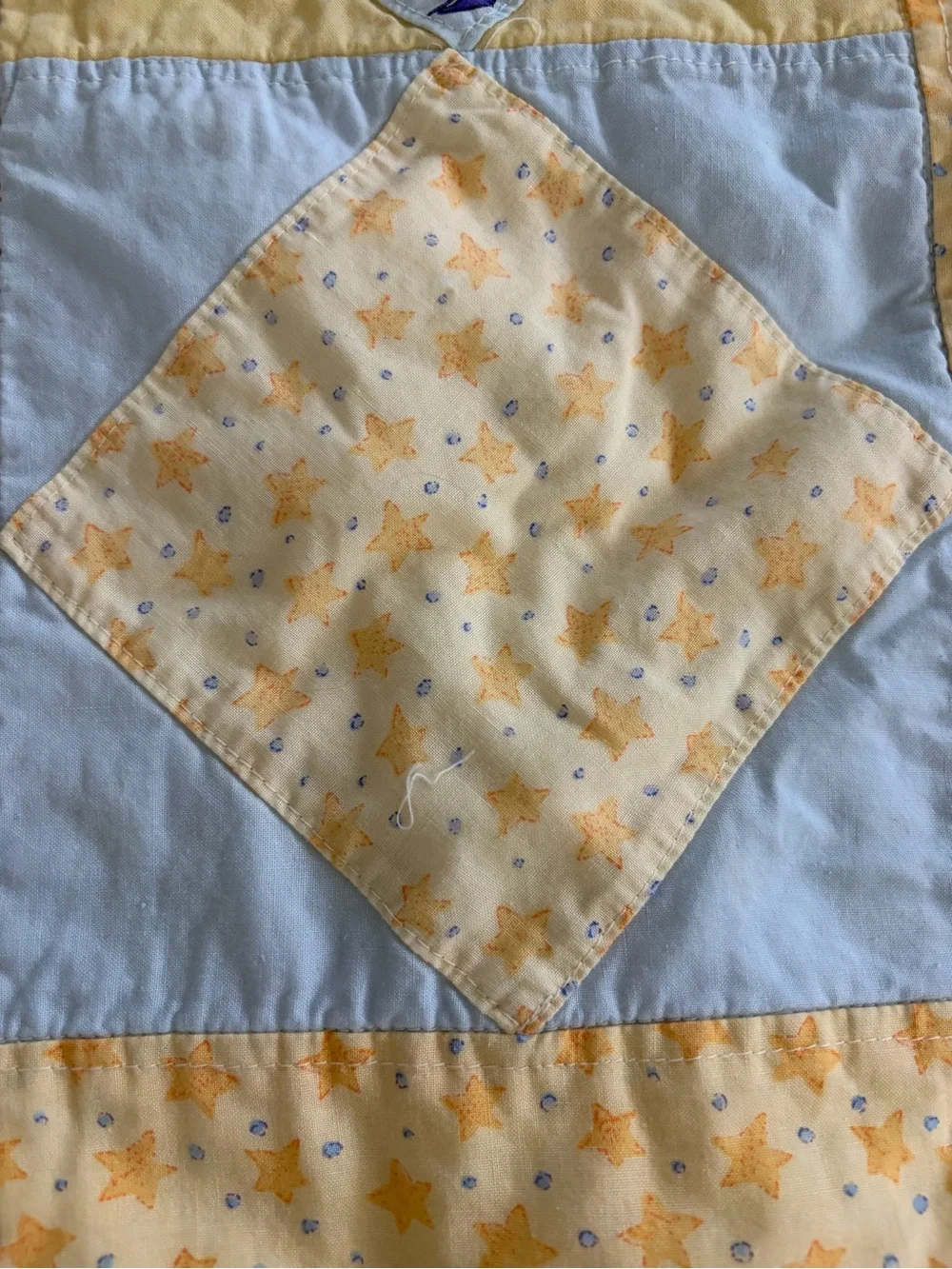 Handmade Yellow Patchwork Baby Quilt 41.5” x 37”
